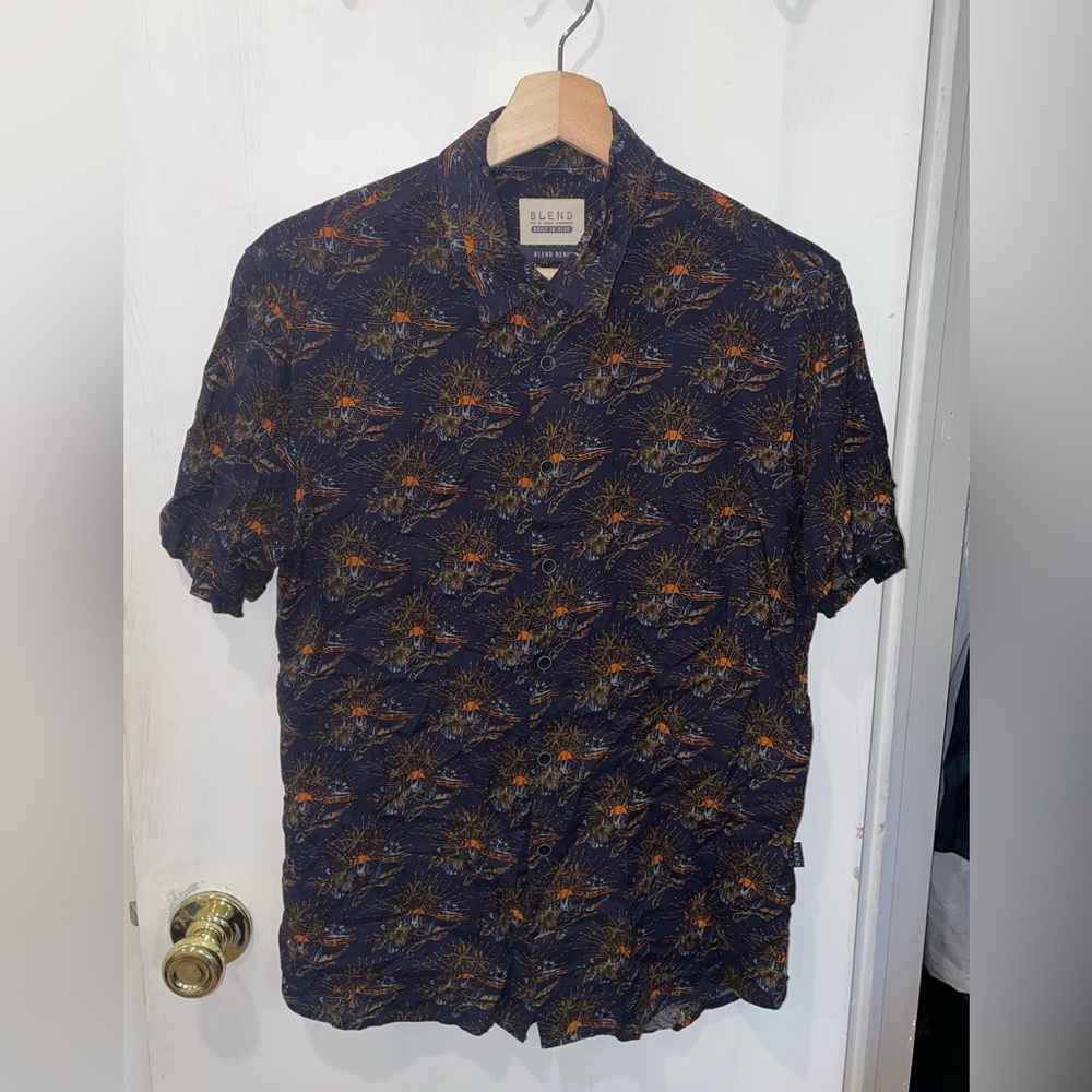 Blend Men’s Beach Hawaiian Pattern Print Short Sleeve Shirt